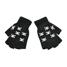 Load image into Gallery viewer, Fashion Skull Knitted Women Men Winter Scarf Skeleton Scarves Party Wraps with Black Fringe Luminous Skull Gloves
