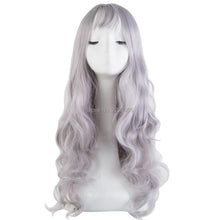 Load image into Gallery viewer, Fei-Show Synthetic Heat Resistant Fiber Long Curly Silver Grey Thin Bangs Hair Costume Cosplay Wigs Carnival Events Hairpiece
