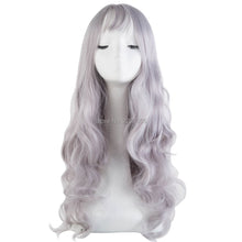 Load image into Gallery viewer, Fei-Show Synthetic Heat Resistant Fiber Long Curly Silver Grey Thin Bangs Hair Costume Cosplay Wigs Carnival Events Hairpiece
