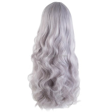 Load image into Gallery viewer, Fei-Show Synthetic Heat Resistant Fiber Long Curly Silver Grey Thin Bangs Hair Costume Cosplay Wigs Carnival Events Hairpiece
