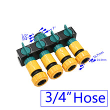 Load image into Gallery viewer, Female 1/2" 3/4" 1" To 1/2 3/4 Hose 4-Way Garden Tap Hose Water Splitter 16MM 20MM Shunt Four Outlets Irrigation Valve
