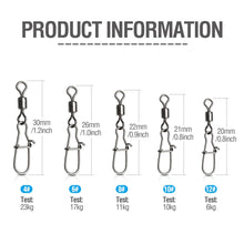 Load image into Gallery viewer, Fishing Gear Set Connector 50/100pcs Fishing Swivels Interlock Pin Snap Rolling Swivel Fishhook Lure Fishing Hook Accessories

