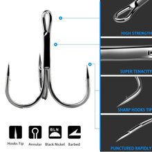 Load image into Gallery viewer, Fishing Hook 20/60/80pcs 2/4/6/8/10# High Carbon Steel Treble Hooks Fishing Tackle Tool Round Bend Fish Hook for Bass Carp
