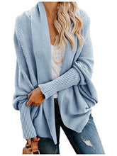 Load image into Gallery viewer, Fitshinling Oversized Sweater Cardigan Female Clothes Patchwork Batwing Sleeve Long Outerwear Women Winter Big Size Jacket Coat

