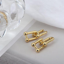 Load image into Gallery viewer, Flashbuy Thick Link U Shape Geometric Brass Gold Color Drop Earrings for Women Splice Stylish Earrings Celebrity Jewelry
