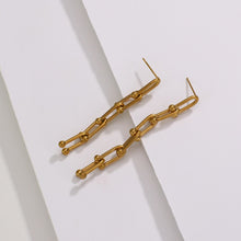 Load image into Gallery viewer, Flashbuy Thick Link U Shape Geometric Brass Gold Color Drop Earrings for Women Splice Stylish Earrings Celebrity Jewelry
