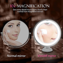 Load image into Gallery viewer, Makeup Mirror 10X Magnifying Mirrors LED Lighted Touch Screen Vanity Mirror Portable Dressing Table Cosmetic Mirrors

