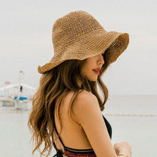 Load image into Gallery viewer, Folding Straw Hat Women's Summer Outing Sun Visor Holiday Cool Hat Seaside Beach Hat Tide Summer Hats

