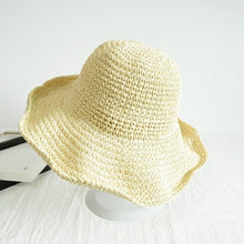Load image into Gallery viewer, Folding Straw Hat Women's Summer Outing Sun Visor Holiday Cool Hat Seaside Beach Hat Tide Summer Hats
