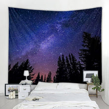 Load image into Gallery viewer, Forest Tapestry Wall Hanging Psychedelic Trees And Stars Fabric Tapestry Home Decor Polyester Table Cover Forest Night Tapestry
