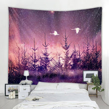 Load image into Gallery viewer, Forest Tapestry Wall Hanging Psychedelic Trees And Stars Fabric Tapestry Home Decor Polyester Table Cover Forest Night Tapestry
