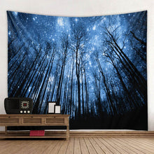 Load image into Gallery viewer, Forest night sky big tapestry starry sky art wall hanging psychedelic scene bohemian home decoration bed sheet sofa blanket
