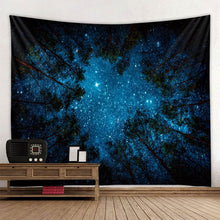 Load image into Gallery viewer, Forest night sky big tapestry starry sky art wall hanging psychedelic scene bohemian home decoration bed sheet sofa blanket
