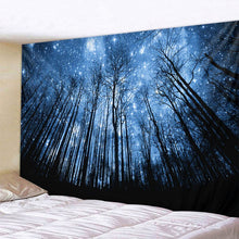 Load image into Gallery viewer, Forest night sky big tapestry starry sky art wall hanging psychedelic scene bohemian home decoration bed sheet sofa blanket
