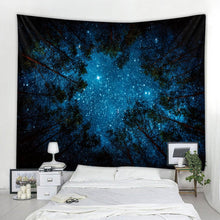 Load image into Gallery viewer, Forest night sky big tapestry starry sky art wall hanging psychedelic scene bohemian home decoration bed sheet sofa blanket
