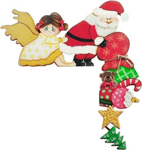Load image into Gallery viewer, Funny 2023 Santa Claus Angel Elk Wooden Christmas Door Frame Door Corner Oranments Xmas Door Merry Christmas Decor Home
