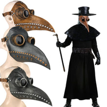 Load image into Gallery viewer, Funny Latex Steampunk Plague Doctor Bird Mask Cosplay Long Nose Halloween Masquerade Costume Props
