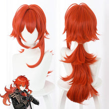 Load image into Gallery viewer, Game Genshin Impact Diluc Ragnvindr Cosplay Long Red Wig Cosplay Anime Cosplay Wigs Halloween Heat Resistant Synthetic Wigs
