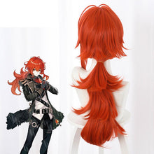 Load image into Gallery viewer, Game Genshin Impact Diluc Ragnvindr Cosplay Long Red Wig Cosplay Anime Cosplay Wigs Halloween Heat Resistant Synthetic Wigs
