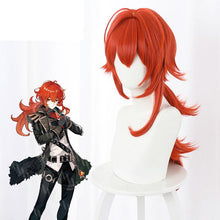 Load image into Gallery viewer, Game Genshin Impact Diluc Ragnvindr Cosplay Long Red Wig Cosplay Anime Cosplay Wigs Halloween Heat Resistant Synthetic Wigs
