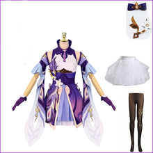 Load image into Gallery viewer, Game Genshin Impact Keqing Cosplay Costumes Genshin Ke Qing Impact Halloween Keqing Ponytails Mixed Purple Cosplay
