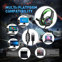 Load image into Gallery viewer, E1000 Gaming Headset 7.1 Surround Sound Wired Headset Gamer PC For PS4 with RGB Light Noise Cancelling Mic Gaming Headphone
