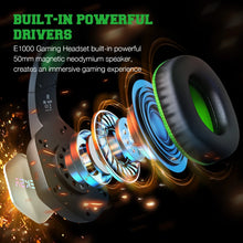 Load image into Gallery viewer, E1000 Gaming Headset 7.1 Surround Sound Wired Headset Gamer PC For PS4 with RGB Light Noise Cancelling Mic Gaming Headphone
