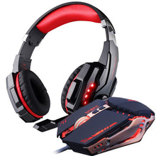 Load image into Gallery viewer, Gaming Headset Stereo Gamer Headphones with microphone Earphone +Gaming Mouse 4000 DPI Adjustable Gamer Mice Wired USB for PC
