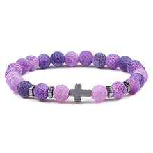 Load image into Gallery viewer, Prayer Men Natural Stone Wood Beads Rosary Hematite Cross Bracelets Onyx Meditation Bracelet Women Yoga Jewelry Homme Pulsera
