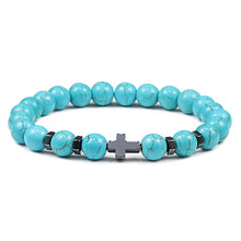Load image into Gallery viewer, Prayer Men Natural Stone Wood Beads Rosary Hematite Cross Bracelets Onyx Meditation Bracelet Women Yoga Jewelry Homme Pulsera
