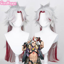 Load image into Gallery viewer, Genshin Impact Arataki Itto Cosplay Wig 80cm Silver Red Wig Cosplay Anime Cosplay Wig Heat Resistant Synthetic Wigs Halloween
