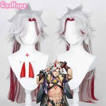 Load image into Gallery viewer, Genshin Impact Arataki Itto Cosplay Wig 80cm Silver Red Wig Cosplay Anime Cosplay Wig Heat Resistant Synthetic Wigs Halloween
