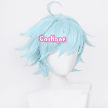 Load image into Gallery viewer, Genshin Impact Chongyun Cosplay Wig Unisex 30cm Ice Blue Wig Cosplay Anime Cosplay Wigs Heat Resistant Synthetic Wigs Halloween
