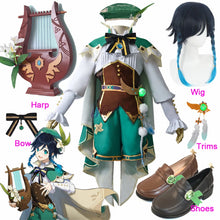 Load image into Gallery viewer, Genshin Impact Cosplay Venti Costume Halloween Anime Game Genshin Impact Venti Cosplay Wig Shoes Harp Prop Outfit
