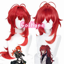 Load image into Gallery viewer, Genshin Impact Diluc Cosplay 60cm Long Red Wig Cosplay Anime Cosplay Wigs Heat Resistant Synthetic Wigs Halloween

