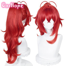 Load image into Gallery viewer, Wigs Halloween Genshin Impact Diluc Cosplay Wig High Ponytail Red Wig Cosplay Anime Cosplay Wigs Heat Resistant Synthetic
