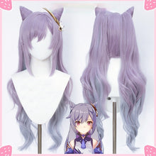Load image into Gallery viewer, Genshin Impact Keqing Cosplay Wig Ke Qing Long Ponytails Purple Heat Resistant Hair Synthetic Cosplay Wigs + Wig Cap
