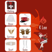Load image into Gallery viewer, Genshin Impact Klee Cosplay Costume Uniform Wig Cosplay  Chinese Style Halloween Costumes for Women Game Ke li
