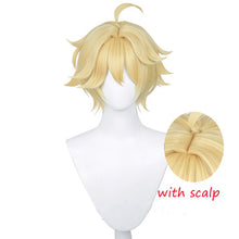 Load image into Gallery viewer, Genshin Impact Traveler Cosplay Aether Lumine Blond Wig Cosplay Anime Cosplay Wigs Heat Resistant Synthetic Wigs Halloween
