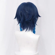 Load image into Gallery viewer, Genshin Impact Venti 50cm Wigs Gradient Blue Short Braided Heat Resistant Synthetic Hair Game Anime Cosplay Halloween + Wig Cap
