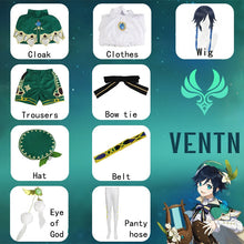 Load image into Gallery viewer, Genshin Impact Venti Cosplay Costume Uniform Wig shoes Cosplay  Chinese Style Halloween Costumes For Women Game Wendi Windy
