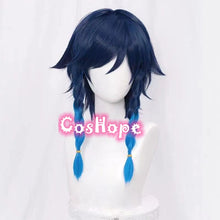 Load image into Gallery viewer, Genshin Impact Venti Cosplay Wig Unisex 50cm Blue Wig Cosplay Anime Cosplay Braid Wigs Heat Resistant Synthetic Wigs Halloween
