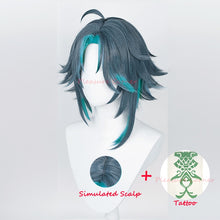 Load image into Gallery viewer, Genshin Impact Xiao Wig Cosplay Prop Dark Blue Light Blue High Temperature Resistant Hair Amie Hot Game Character Accessories
