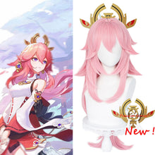 Load image into Gallery viewer, Genshin Impact Yae Miko Cosplay Wig Scalp Simulation Pink Long Pre-Styled Anime Wigs Genshin Inazuma Yae Miko Cosplay Hair

