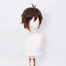 Load image into Gallery viewer, Genshin Impact Zhongli Cosplay 90cm Long Christmas Brown Orange Wig Anime Cosplay Heat Resistant Synthetic Wig Halloween Costume
