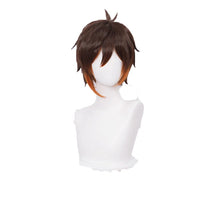 Load image into Gallery viewer, Genshin Impact Zhongli Cosplay 90cm Long Christmas Brown Orange Wig Anime Cosplay Heat Resistant Synthetic Wig Halloween Costume
