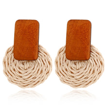 Load image into Gallery viewer, Geometric Drop Korean Dangle Earrings For Women Girls Oversize Round Rattan Knit 2019 New Style Jewelry Summer Beach Accessories
