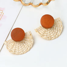 Load image into Gallery viewer, Geometric Drop Korean Dangle Earrings For Women Girls Oversize Round Rattan Knit 2019 New Style Jewelry Summer Beach Accessories
