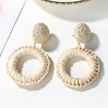 Load image into Gallery viewer, Geometric Drop Korean Dangle Earrings For Women Girls Oversize Round Rattan Knit 2019 New Style Jewelry Summer Beach Accessories
