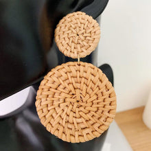 Load image into Gallery viewer, Geometric Drop Korean Dangle Earrings For Women Girls Oversize Round Rattan Knit 2019 New Style Jewelry Summer Beach Accessories
